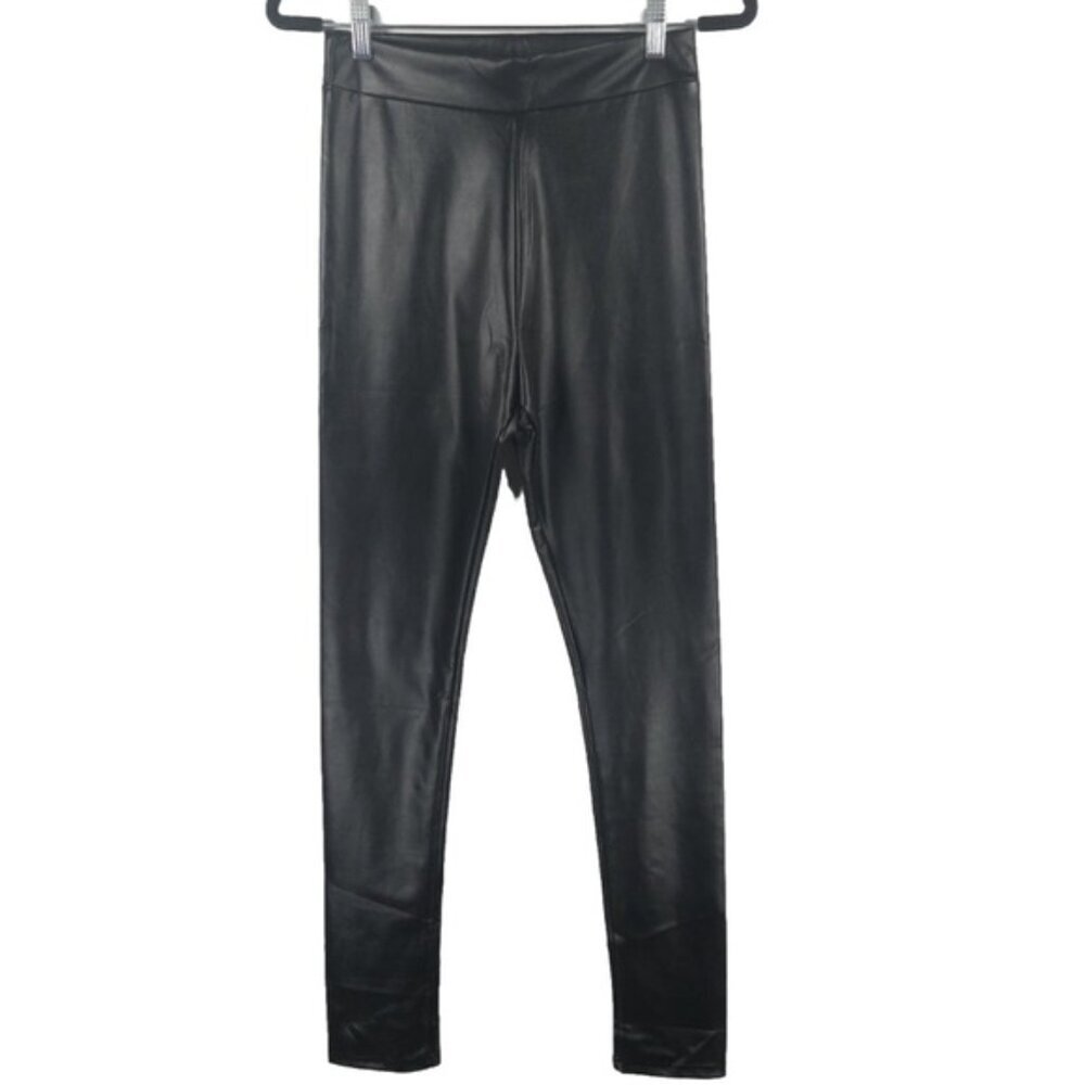 Lulus Black Faux Leather‎ Leggings High Waisted Pants Size MEDIUM